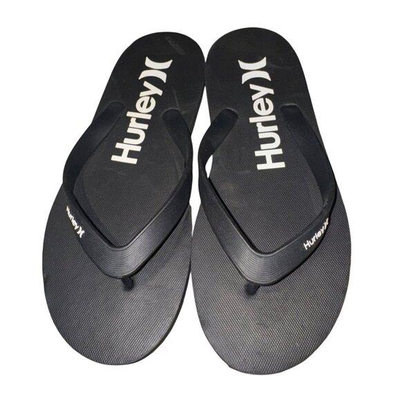NWOT Hurley Black Mens Thong Flip Flops Sandals Size 9 Beach Casual Footwear - Picture 2 of 9